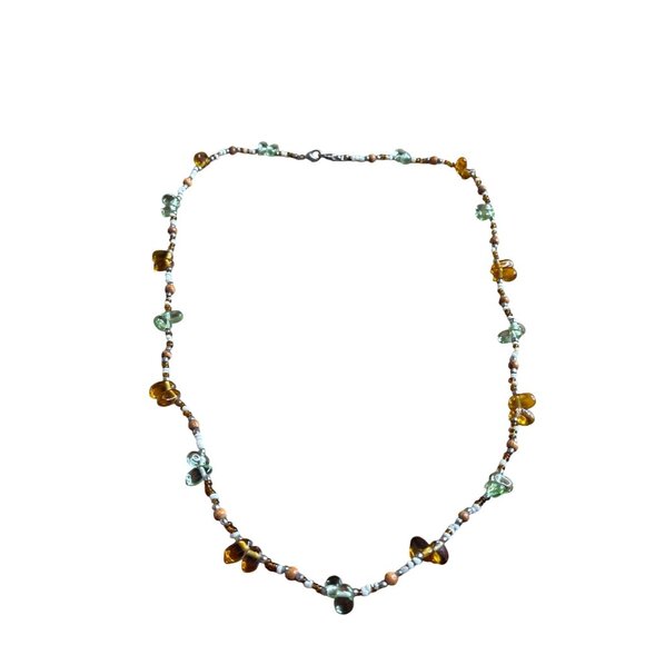 Artisan Glass Beaded Necklace Lobster Clasps Closure 24 inches Long Boho Retro - Picture 1 of 5